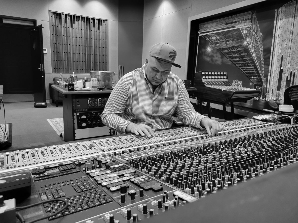 Dean working on the legendary NEVE 88RS mixing console at Studios 301 in Sydney Australia